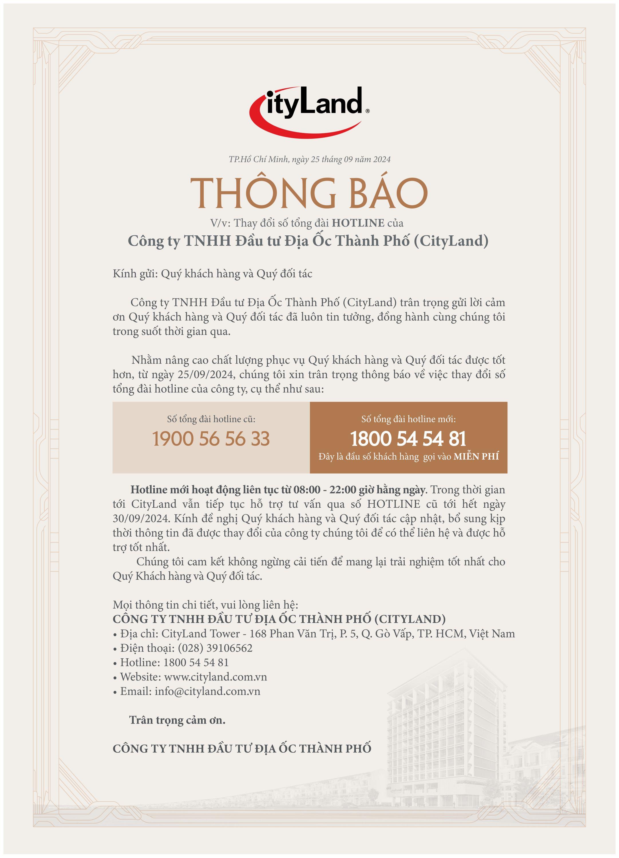 THÔNG BÁO THAY ĐỔI HOTLINE HỖ TRỢ KHÁCH HÀNG